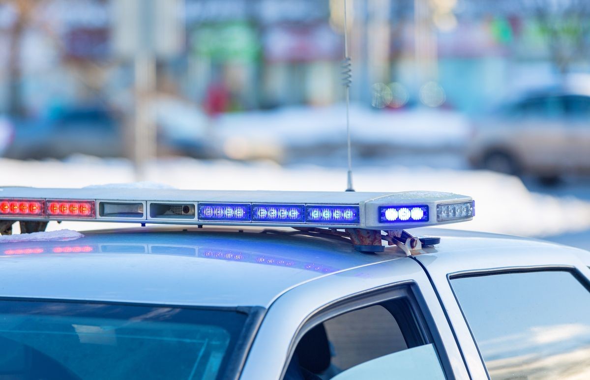 Flasher on the police car in the city